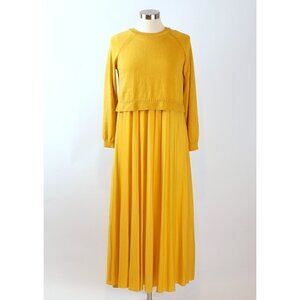 Weekend Max Mara Barbara Knit Layered Dress Mustard Yellow - Large - NWT